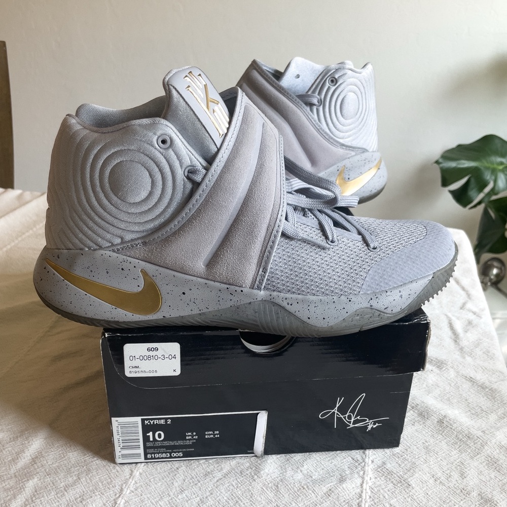 Nike Kyrie 2 Sneakers - Gray with Gold Accents